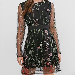 ZAFUL Black Flowery Dress
